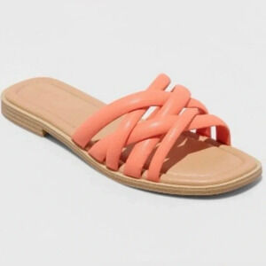 Universal Thread Rian Slide Sandals Orange Coral Size 8 New with Tags